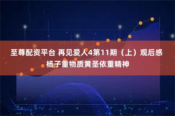 至尊配资平台 再见爱人4第11期（上）观后感 杨子重物质黄圣依重精神